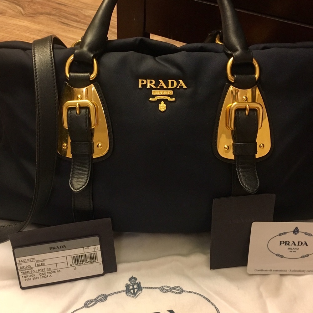 Prada nylon handbag with gold finish
